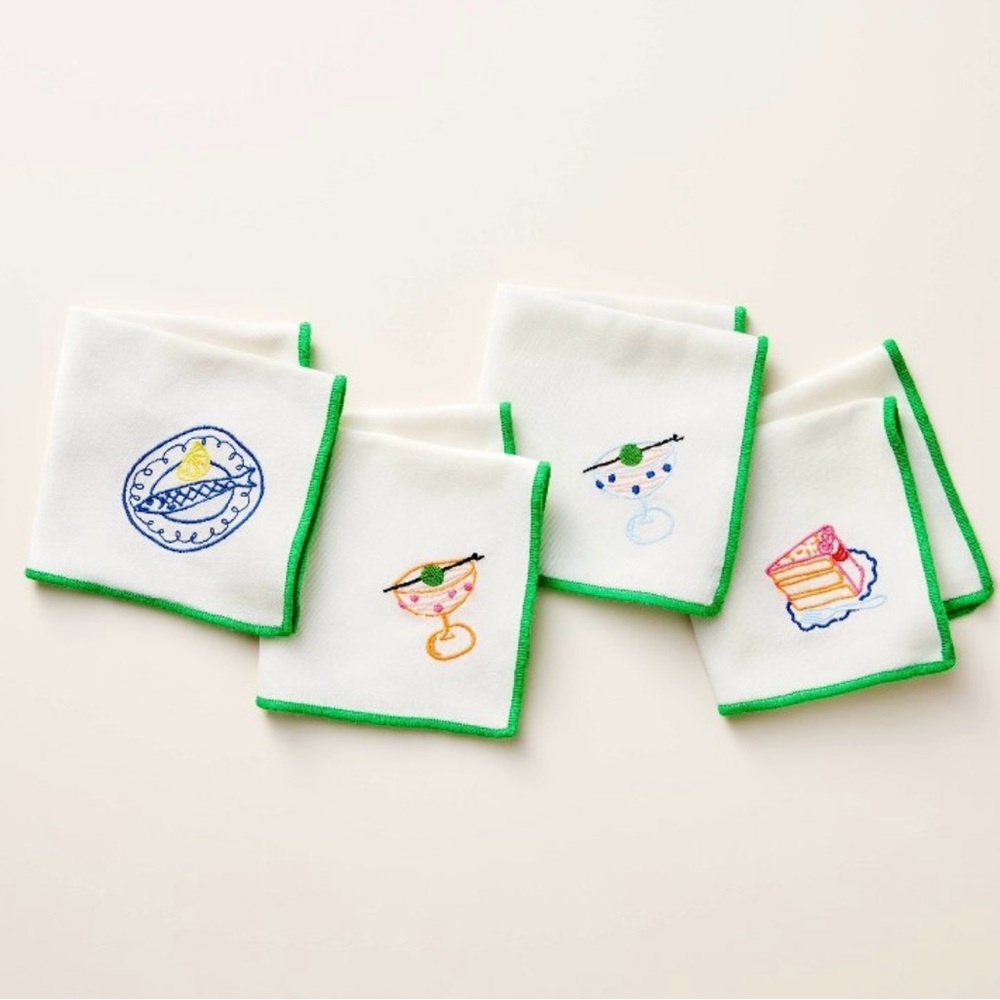 NEW KATE SPADE X TARGET 4ct Embroidered Icon Cloth Cocktail Napkin
